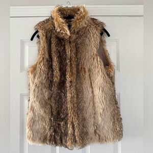 TCEC Faux Fur Vest - Tan and Brown